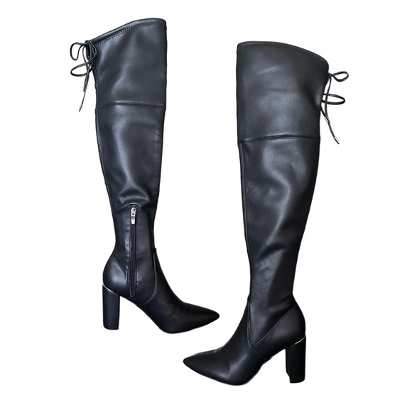 Marc Fisher Vany Over The Knee Pointed Toe Block Heel Black Size 6 - Picture 3 of 13